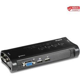 TRENDnet 4-Port USB KVM Switch Kit, VGA And USB Connections, 2048 x 1536 Resolution, Cabling Included, Control Up To 4 Computers, Compliant With Window, Linux, and Mac OS, White, TK-407K