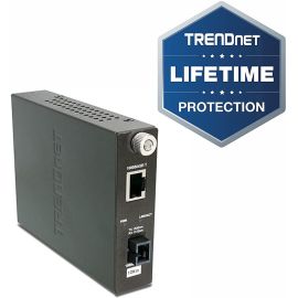 TRENDnet Intelligent 1000Base-T to 1000Base-LX Dual Wavelength Single Mode SC Fiber Media Converter (10km/6.2miles) Fiber to Ethernet Converter; Fiber Port; RJ-45; Lifetime Protection; TFC-1000S10D3