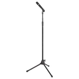 FLOOR MICROPHONE STAND ADJUSTABLE FROM 32 INCHES TO 64 INCHES. 33 INCHES FOLDED.