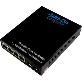 AddOn 4 10/100/1000Base-TX(RJ-45) to 2x open SFP Gigabit Ethernet Switch