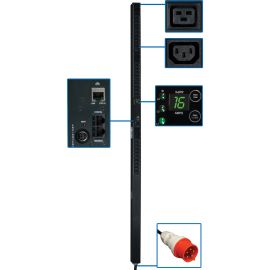 Tripp Lite PDU 3-Phase Monitored 220/230V 30 C13; 6 C19 IEC-309 16A Red 10' Cord 0U