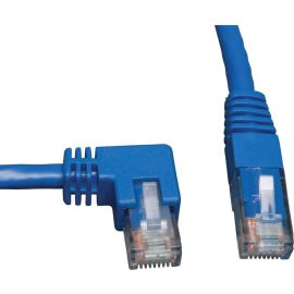 Tripp Lite 3ft Cat6 Gigabit Molded Patch Cable RJ45 Left Angle to Straight M/M Blue 3'