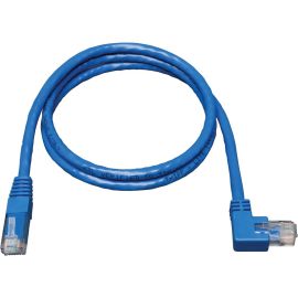 Tripp Lite 3ft Cat6 Gigabit Molded Patch Cable RJ45 Right Angle to Straight M/M Blue 3'