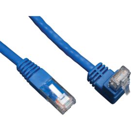 Tripp Lite 5ft Cat6 Gigabit Molded Patch Cable RJ45 Right Angle Up to Straight M/M Blue 5'