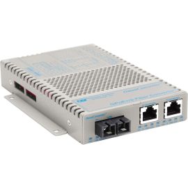 OmniConverter 10/100/1000 PoE+ Gigabit Ethernet Fiber Media Converter Switch RJ45 SC Single-Mode 12km Wide Temp