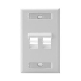 Leviton Angled Single-Gang QuickPort Wallplate with ID Windows, 2-Port, White