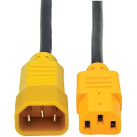 Tripp Lite 4ft Computer Power Cord Extension Cable C14 to C13 Yellow 10A 18AWG 4'