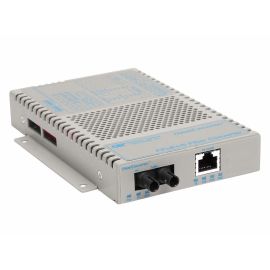 OmniConverter 10/100 PoE+ Ethernet Fiber Media Converter Switch RJ45 ST Single-Mode 30km Wide Temp