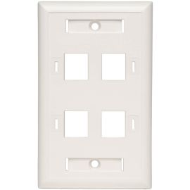 Tripp Lite Quad Outlet RJ45 Universal Keystone Face Plate / Wall Plate, White, 4-Port