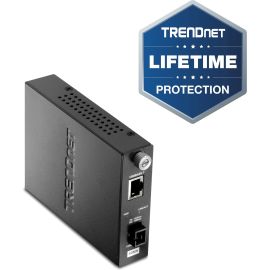 TRENDnet Intelligent 100Base-TX to 100Base-FX Dual Wavelength Single Mode SC Fiber Media Converter (40 km / 24.9 Miles); RJ-45 Port; Fiber to Ethernet Converter; Lifetime Protection; TFC-110S40D3i