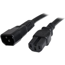 StarTech.com 6ft (1.8m) Heavy Duty Extension Cord, IEC C14 to IEC C15 Black Extension Cord, 15A 125V, 14AWG, Heavy Gauge Power Cable