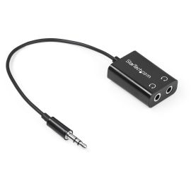 StarTech.com Black Slim Mini Jack Headphone Splitter Cable Adapter - 3.5mm Male to 2x 3.5mm Female