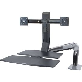 Ergotron WorkFit Mounting Arm for Flat Panel Display - Polished Black