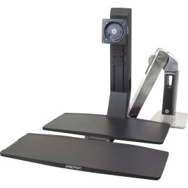 Ergotron WorkFit Mounting Arm for Flat Panel Display - Polished Black