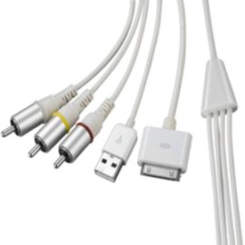 4XEM 30-Pin To RCA Composite Audio/Video Plus USB Charging For iPhone/iPod/iPad