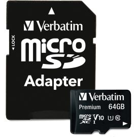 Verbatim 64GB Premium microSDXC Memory Card with Adapter, UHS-I Class 10