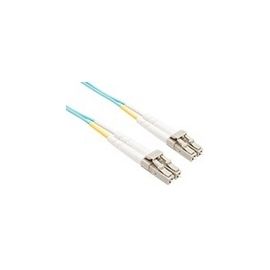 0.5 METER LC-LC OM4 LAZERSPEED FIBER OPTIC CABLE, AQUA, OFNR, 50/125 FIBER, MULT