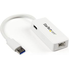 StarTech.com USB 3.0 to Gigabit Ethernet Adapter NIC w/ USB Port - White