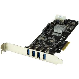 StarTech.com 4 Port PCI Express (PCIe) SuperSpeed USB 3.0 Card Adapter w/ 2 Dedicated 5Gbps Channels - UASP - SATA / LP4 Power