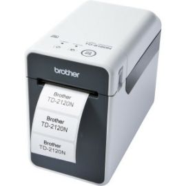 Brother TD-2120N Desktop Direct Thermal Printer - Monochrome - Label/Receipt Print - Ethernet - USB - Serial - Battery Included - White, Gray