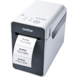 Brother TD-2120N Desktop Direct Thermal Printer - Monochrome - Label/Receipt Print - Ethernet - USB - Serial - White, Gray