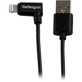 StarTech.com 2m (6ft) Angled Black Apple 8-pin Lightning Connector to USB Cable for iPhone / iPod / iPad