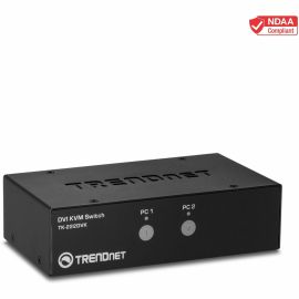 TRENDnet 2-Port DVI KVM Switch with Audio, Manage Two PC's, Hot-Keys, USB 2.0, Metal Housing, Use with a DVID-D Monitor, TK-222DVK