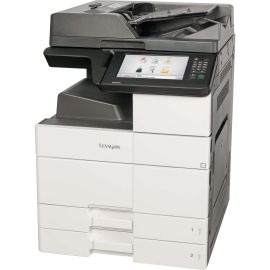 Lexmark MX MX910DE Laser Multifunction Printer-Monochrome-Copier/Fax/Scanner-45 ppm Mono Print-1200x1200 Print-Automatic Duplex Print-200000 Pages Monthly-1150 sheets Input-Color Scanner-600 Optical Scan-Monochrome Fax-Gigabit