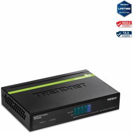 TRENDnet 5-Port Gigabit PoE+ Switch, 31 W PoE Budget, 10 Gbps Switching Capacity, Data & Power Through Ethernet To PoE Access Points And IP Cameras, Full & Half Duplex, Black, TPE-TG50g