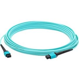 AddOn 3m MPO (Female) to MPO (Female) 12-Strand Aqua OM4 Crossover Fiber OFNR (Riser-Rated) Patch Cable