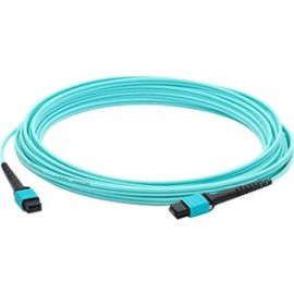 AddOn 10m MPO (Female) to MPO (Female) 12-Strand Aqua OM4 Crossover Fiber OFNR (Riser-Rated) Patch Cable