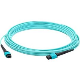 AddOn 25m MPO (Female) to MPO (Female) 12-Strand Aqua OM4 Crossover Fiber OFNR (Riser-Rated) Patch Cable