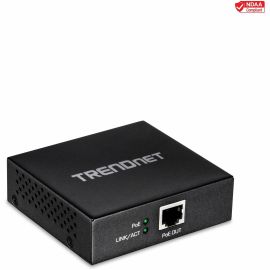 TRENDnet Gigabit PoE+ Repeater/Amplifier, 1 x Gigabit PoE+ In Port, 1 x Gigabit PoE Out Port, Extends 100m For Total Distance Up To 200m (656 ft), Supports PoE(15.4W) & PoE+(30W), Black, TPE-E100