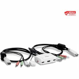 TRENDnet 2-Port HDMI KVM Switch, Control 2 Computers With One Set Of Console Controls, Full HD 1080P, HDMI And 3.5 mm Analog Audio, Monitor Switch, Windows And Mac KVM Switch Software, White, TK-215I