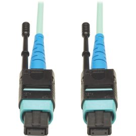 Tripp Lite MTP MPO Patch Cable Push Pull Tab 100GbE Aqua OM3 Plenum 3M 10ft 10' '3 Meter