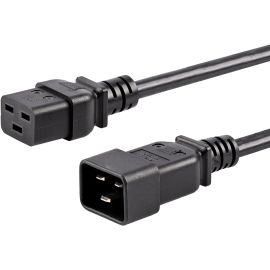 StarTech.com 10ft (3m) Heavy Duty Extension Cord, IEC C19 to IEC C20 Black Extension Cord, 15A 250V, 14AWG, Heavy Gauge Power Cable