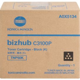 Konica Minolta TNP50K Original Laser Toner Cartridge - Black - 1 Each