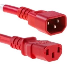 POWER CORD C13 TO C14 10AMP RED 2.5FT