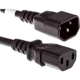 POWER CORD C13 - C14, 14AWG, 15AMP, 250V, HEAVY DUTY SJT JACKET, BLACK, 3FT, IEC