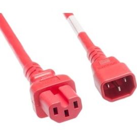 POWER CORD C14 TO C15 15AMP RED, 2FT