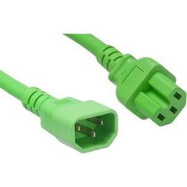 POWER CORD C14 TO C15 15AMP GREEN, 2FT