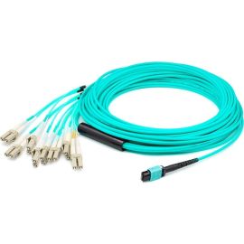 ADDON 15M MPO (FEMALE) TO 8XLC (MALE) 8-STRAND AQUA OM4 FIBER FANOUT CABLE WITH