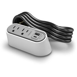 WHT 6IN CORD DESKTOP PWRCENTER W/2 OUTLETS 1 USB-A 1 USB-C