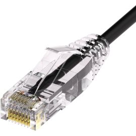 CLEARFIT SLIM CAT6A 28AWG PATCH CABLE SNAGLESS BLACK 1 FOOT- HIGH DENSITY CAT6A