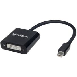 Manhattan Mini DisplayPort 1.2a to DVI-I Dual-Link Adapter Cable, 4K@30Hz, Active, 19.5cm, Male to Female, Compatible with DVD-D, Black, Three Year Warranty, Polybag