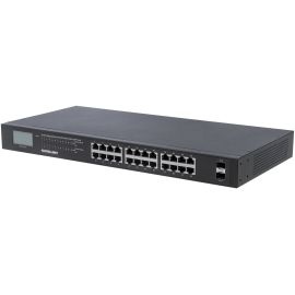 Intellinet 24-Port Gigabit Ethernet PoE+ Switch with 2 SFP Ports, LCD Display, IEEE 802.3at/af Power over Ethernet (PoE+/PoE) Compliant, 370 W, Endspan, 19