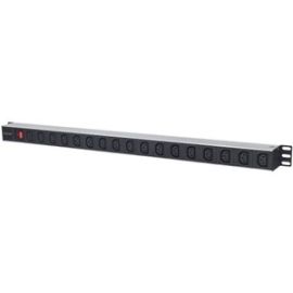 Intellinet Vertical Rackmount 17-Output C13 Power Distribution Unit (PDU), With Double-Air Switch, Removable Power Cable and Rear C14 Input (With C14 2 Pin Euro Power Cord)