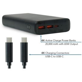 ADAPT4 ACTIVE CHARGE UPGRADE WITH USB-C TO USB-C CABLES - 4X 20,000 MAH ACTIVE C