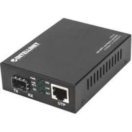 Intellinet 10GBase-T to 10GBase-R Media Converter, 1 x 10 GB SFP+ Slot, 1 x 10GB RJ45 Port (With 2 Pin Euro Power Adapter)