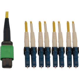 Eaton Tripp Lite Series 400G Singlemode 9/125 OS2 Switchable Fiber Optic Cable (12F MTP/MPO-APC to 4x Duplex LC/UPC F/M), LSZH, Yellow, 2 m (6.6 ft.)